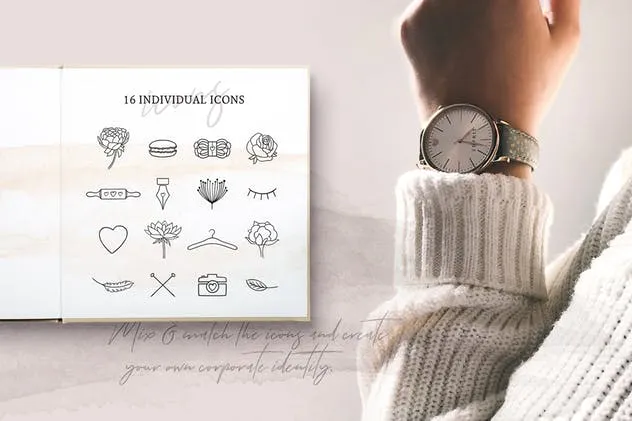 女性品牌VI视觉设计素材包[Logo模板/图标/水彩元素] So Female Branding Kit + Icons & Watercolours插图(10)