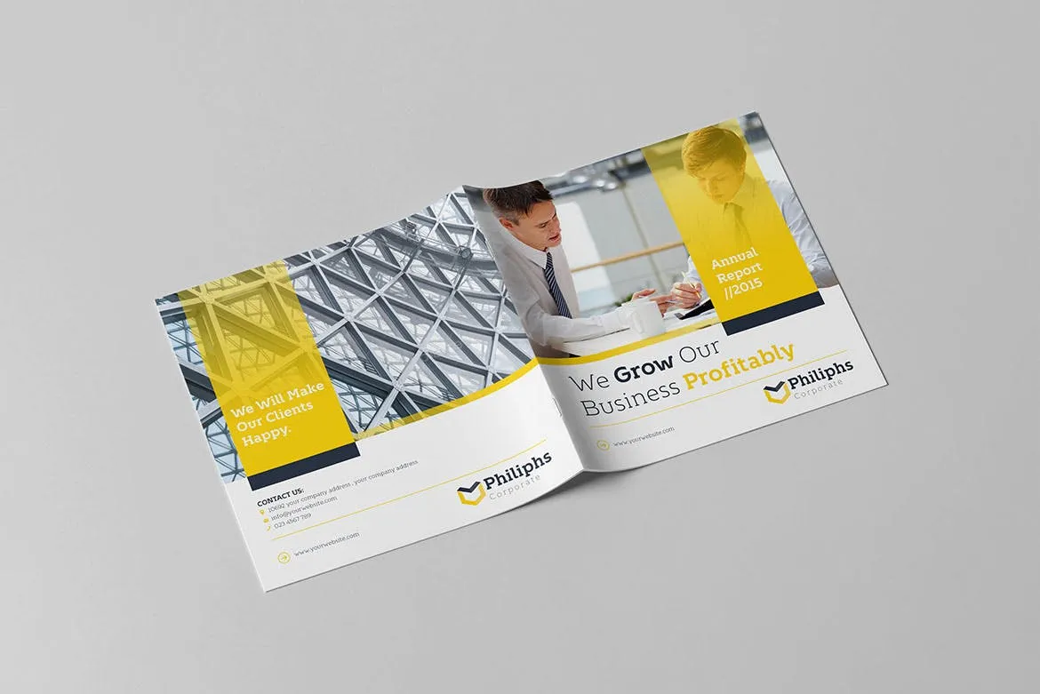 年度商业/行业市场分析报告设计模板v2 Annual Report Square Template 2插图(7)