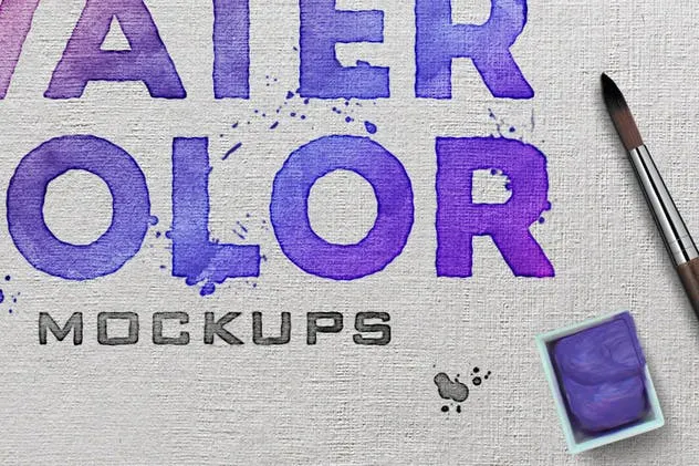 逼真水彩文本文字特效样式 Watercolor Scene Text Mockups插图(3)