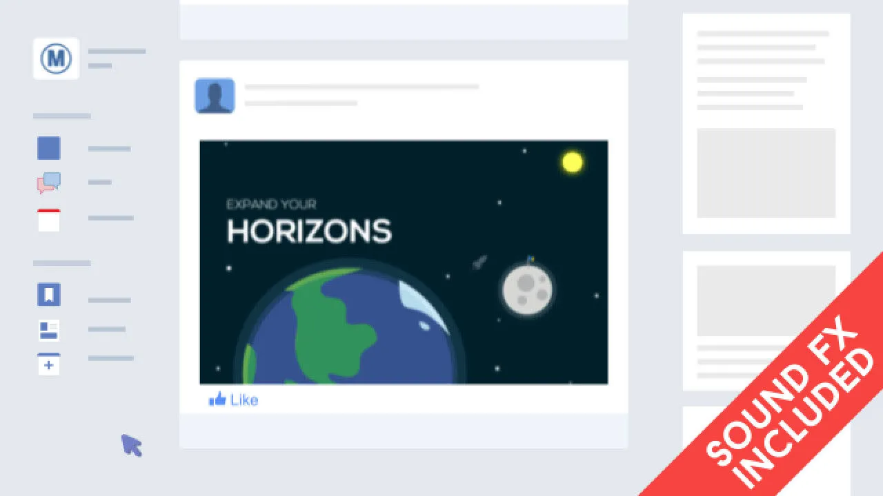 Facebook和Twitter推广素材像素设计精选AE模板