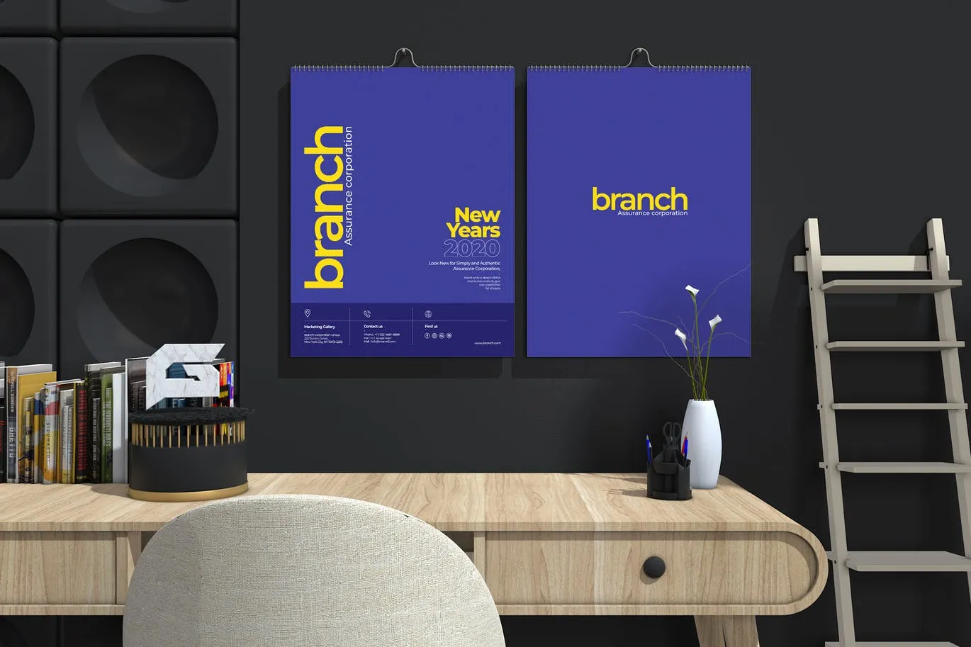 创意企业定制设计2020年挂历模板 Branch Assurance Wall Calendar 2020插图