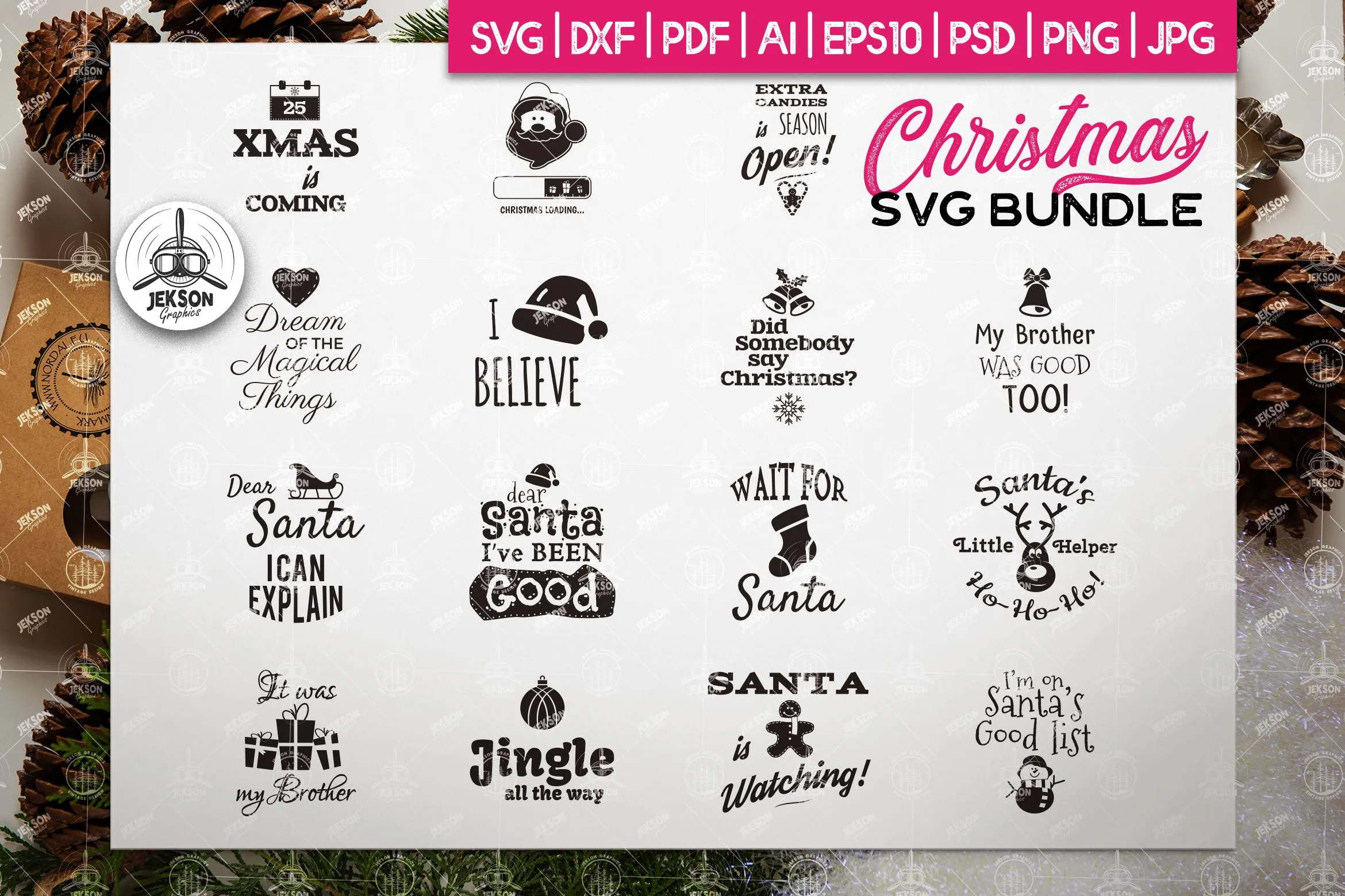 圣诞节主题徽标/Logo矢量设计素材 Christmas SVG Sayings Bundle – XMAS Cricut Files插图