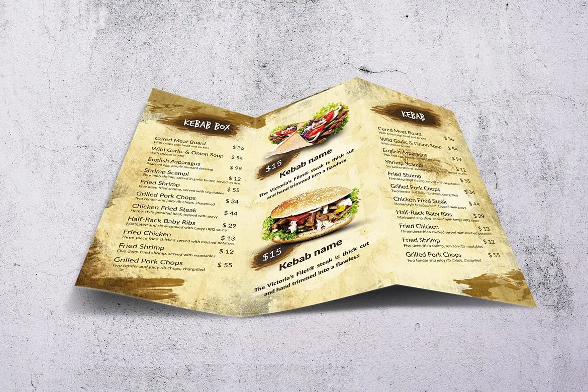 不同国家餐馆三折页菜单设计模板合集 Different Countries Trifold Food Menu Bundle插图(1)