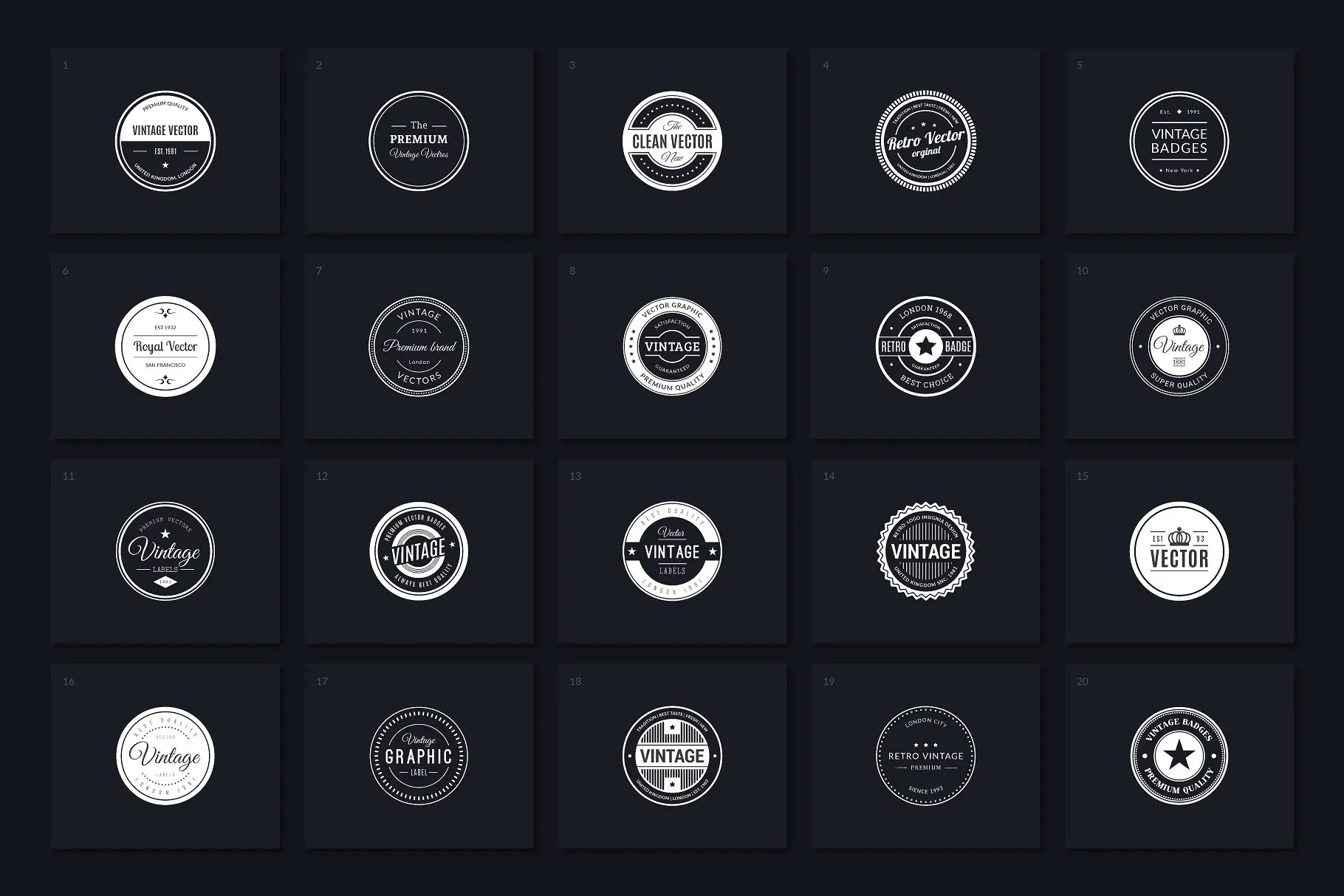 40枚复古徽章Logo模板 40 Retro Badges Vol. 1插图(1)