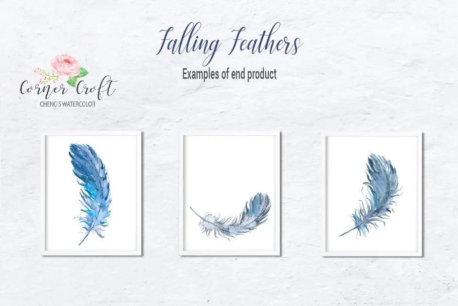飘舞的羽毛剪贴画 Falling Feather Illustration插图(3)
