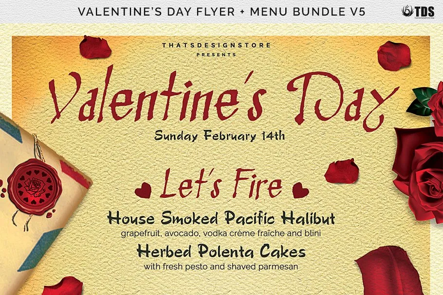情人节主题传单+菜单PSD模板 V5 Valentines Day Flyer+Menu PSD V5插图(6)