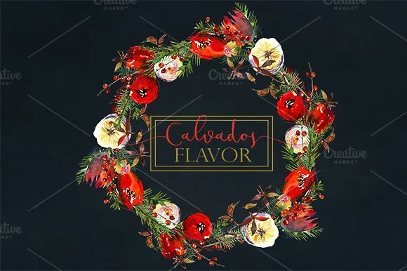 冬季红色水彩花卉剪贴画合集 Red Winter Flowers Clipart Set插图(10)