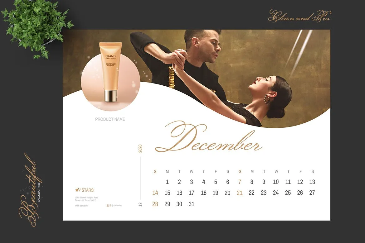 2020年美容行业定制横版活页台历设计模板 2020 Beauty Creative Calendar Pro插图(7)