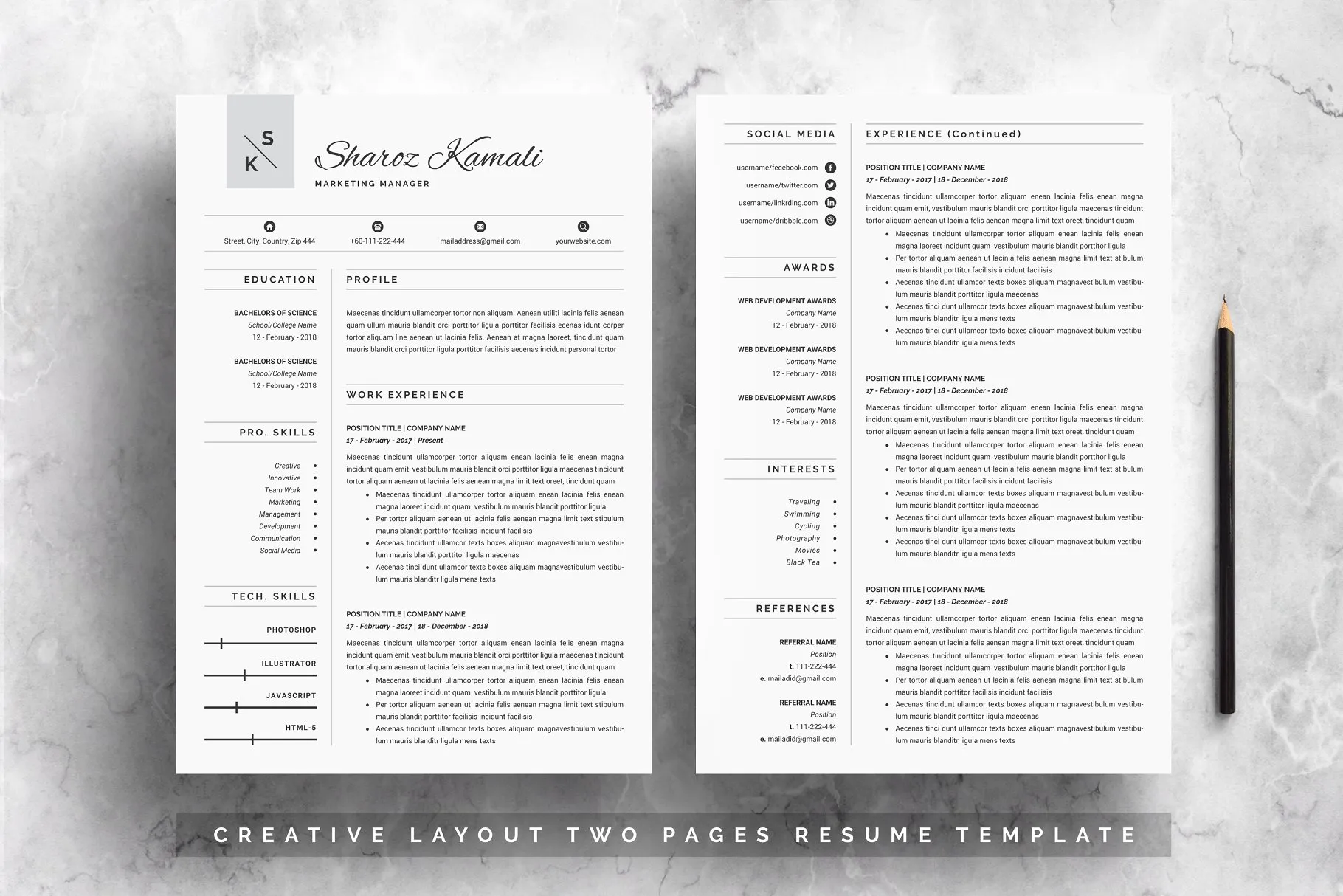 专业简历模板 Resume Template | 4 Pages Pack插图(1)