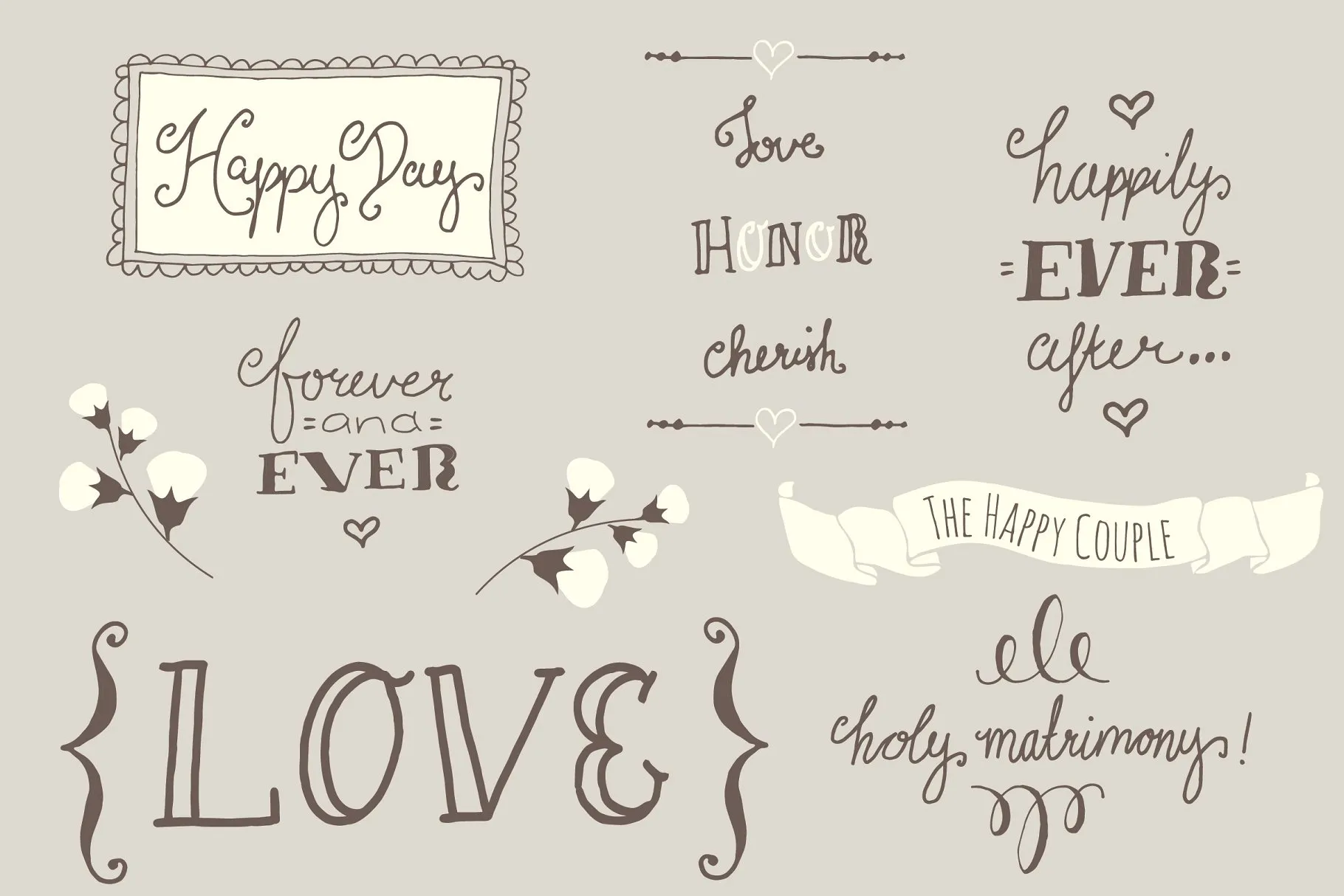 手绘婚礼设计物料素材[叠层背景+笔刷] Wedding Overlays / Photoshop Brushes插图(1)