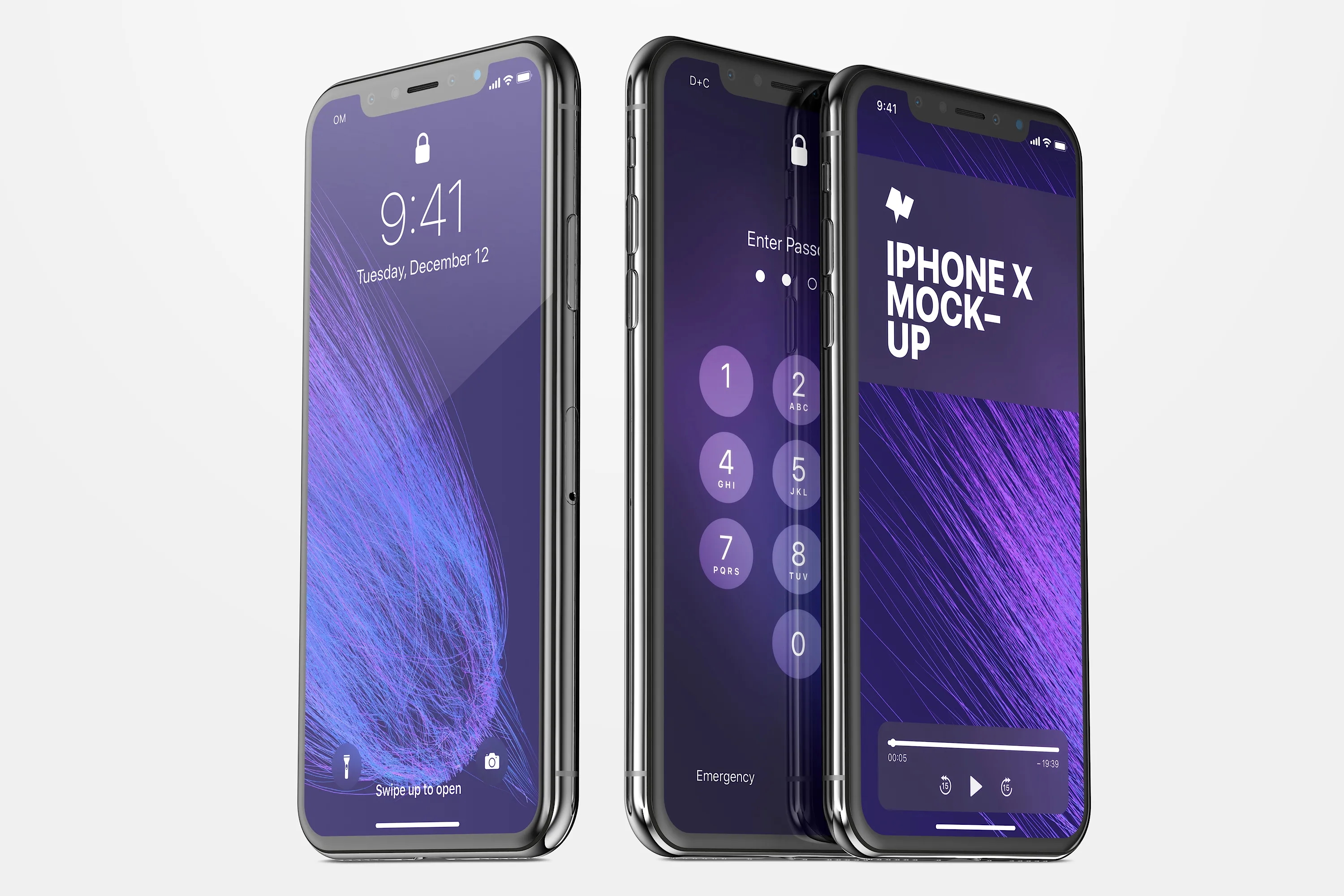 iPhone X智能手机UI设计多屏幕预览样机 iPhone X Mockup 03插图