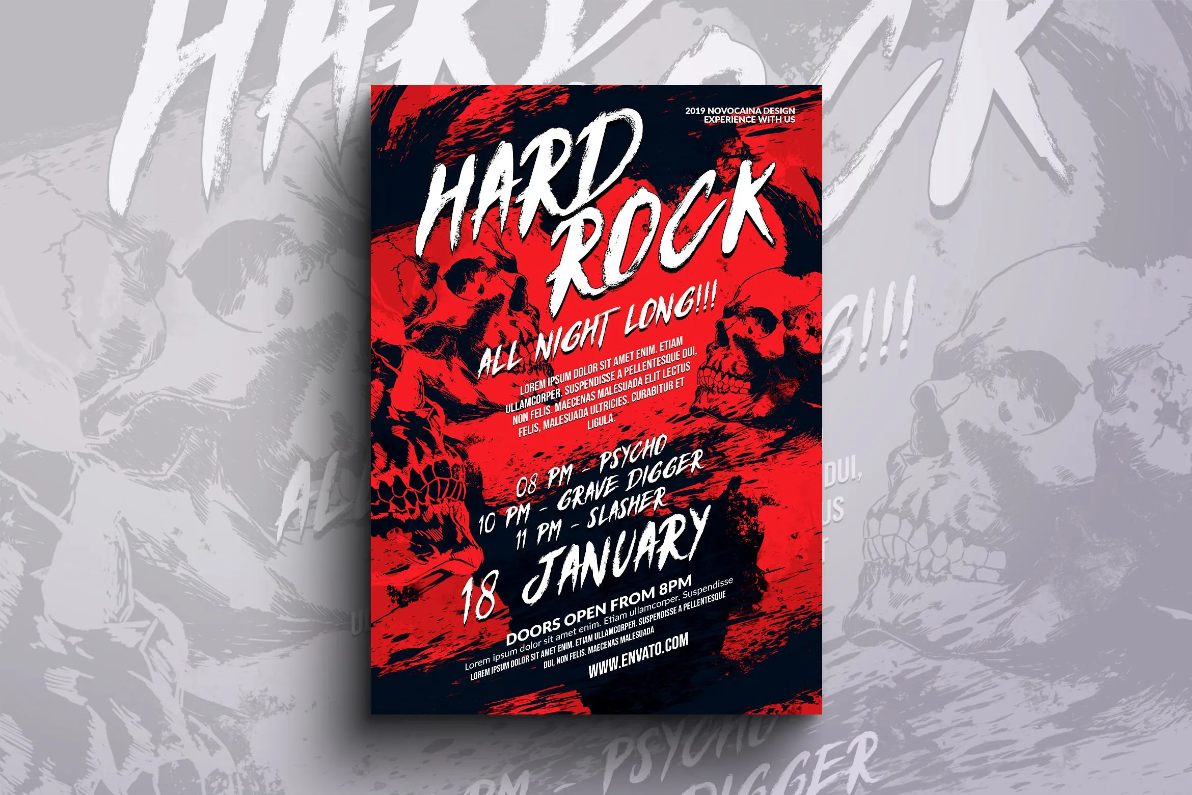 硬摇滚活动海报传单设计模板 Hard Rock Event Flyeramp; Poster Design