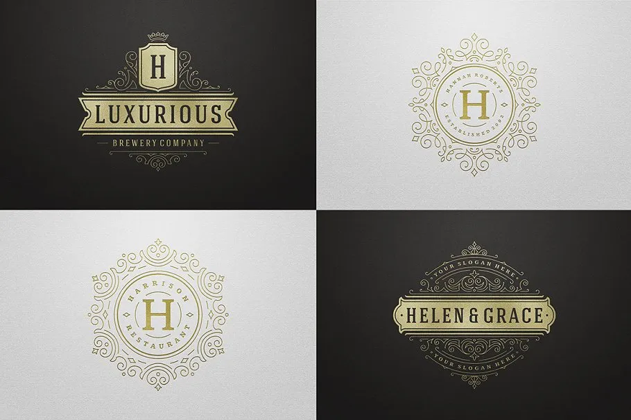 50个奢华装饰Logo及徽章  50 Ornament logos & badges插图(10)