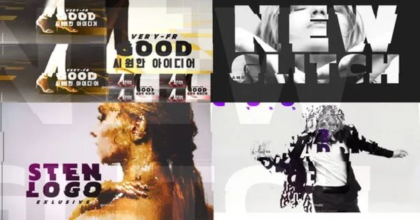 超级信号故障特效视频包装AE素材包 Glitch