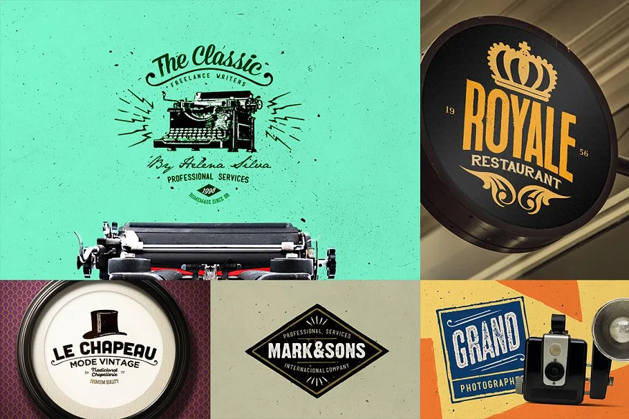 复古标志设计模板v9 Retro Logo Templates V.09插图(1)