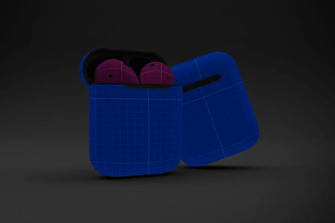 暗色背景AirPods无线耳机外观设计素材库精选样机v2 Dark AirPods Mockup V.2插图(10)