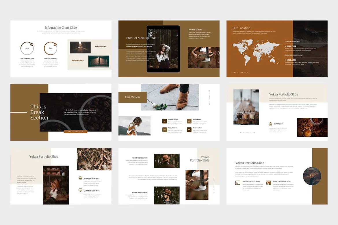 棕色色调Lookbook目录Keynote演示文稿模板 Yokea : Brown Color Tone Lookbook Keynote插图(2)