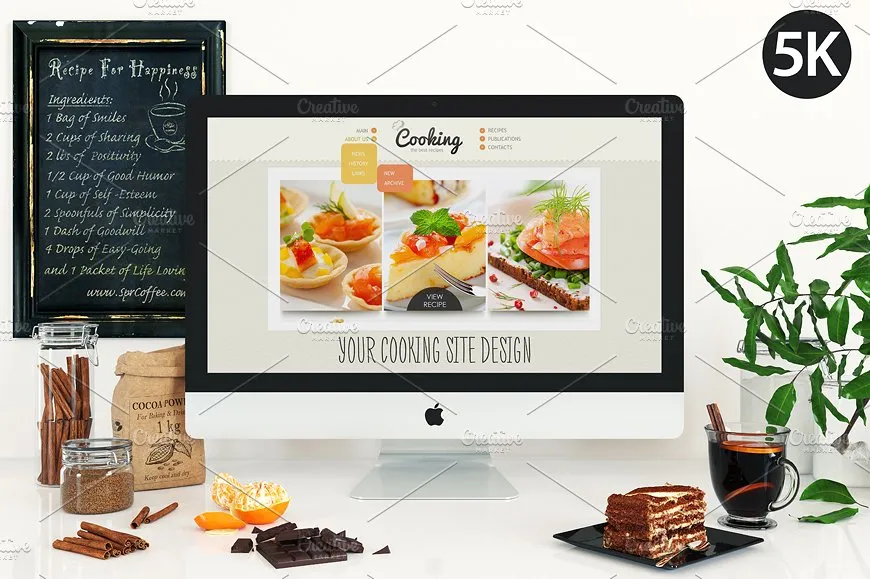 饮食餐厅工作场景iMac样机模板 iMac mockup – (cooking)插图(1)