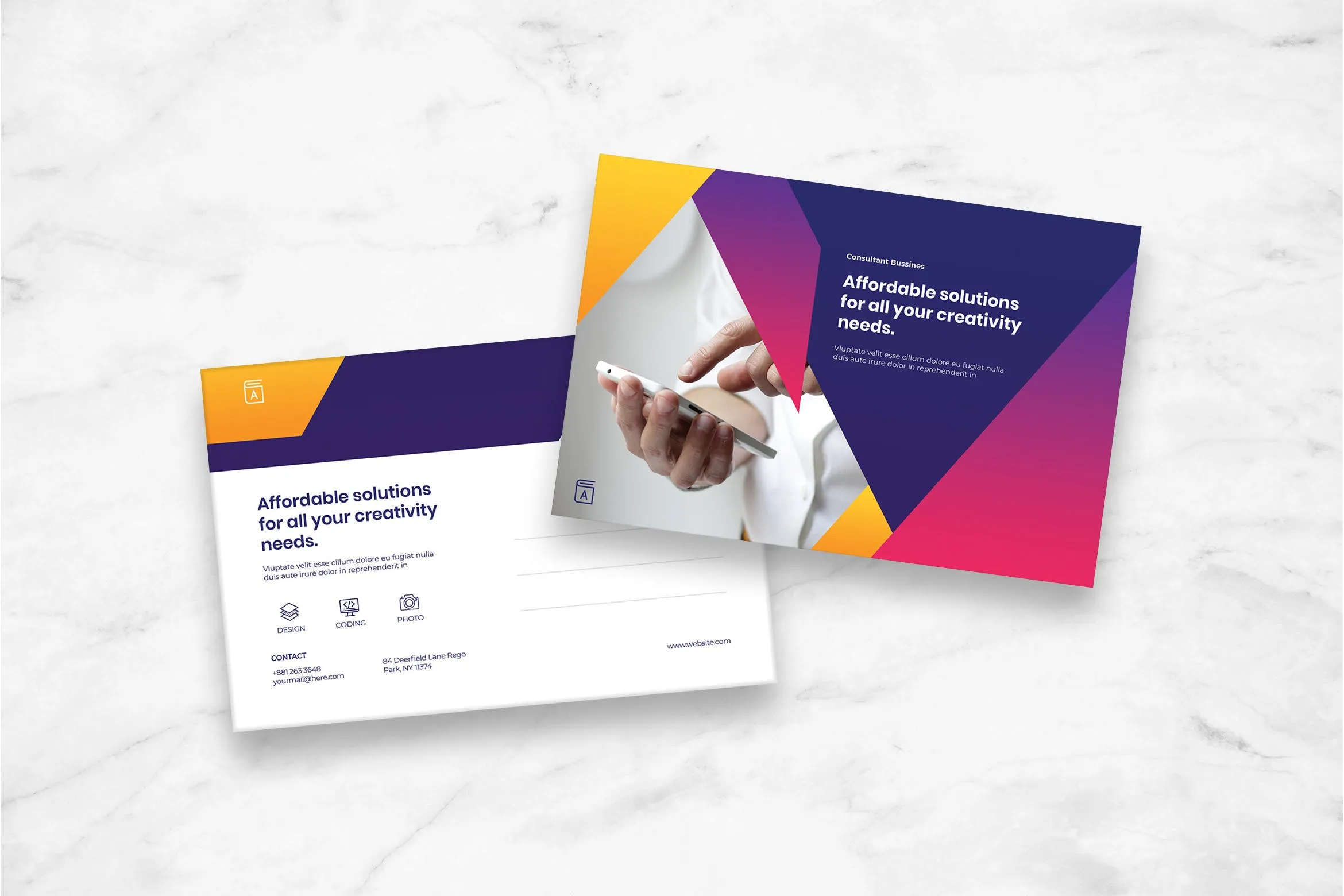 APPamp;网站设计开发服务商明信片设计模板 Postcard