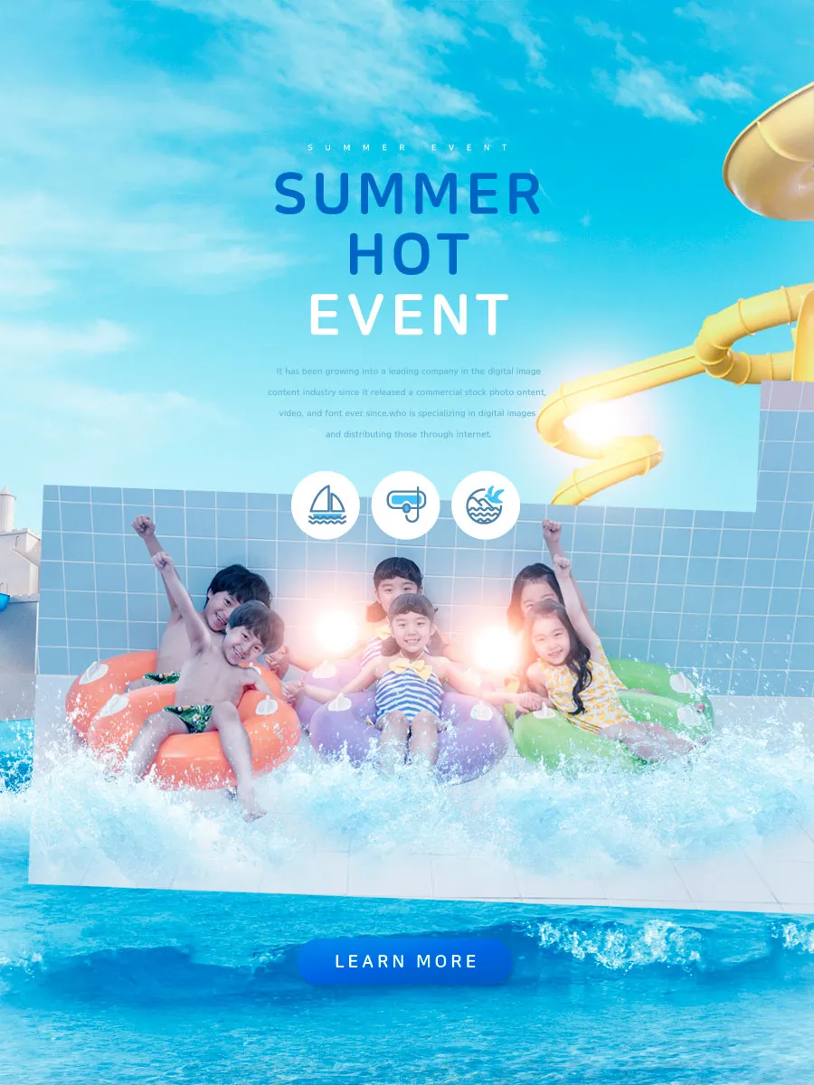 夏季暑假儿童水上游乐园广告宣传海报设计模板插图