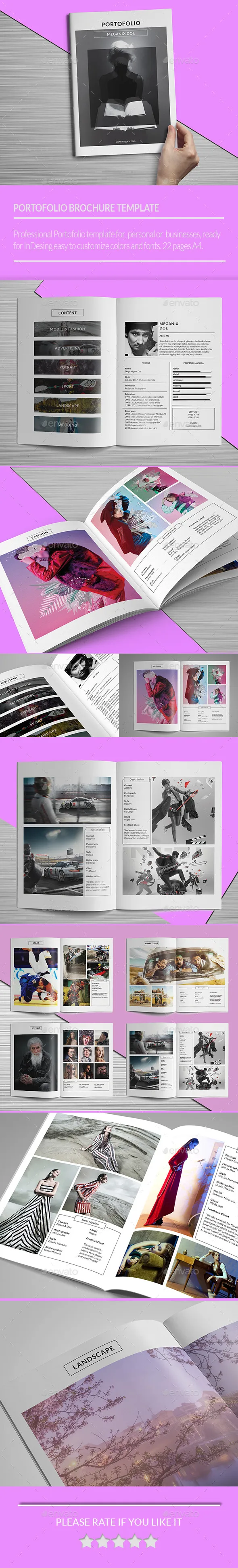 专业、整洁的折叠式小册子画册模板