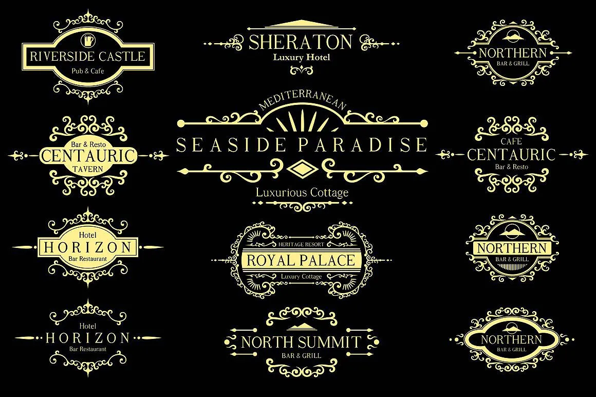 素材库下午茶：高品质的600+复古风格矢量logo标志标签大集合插图(15)