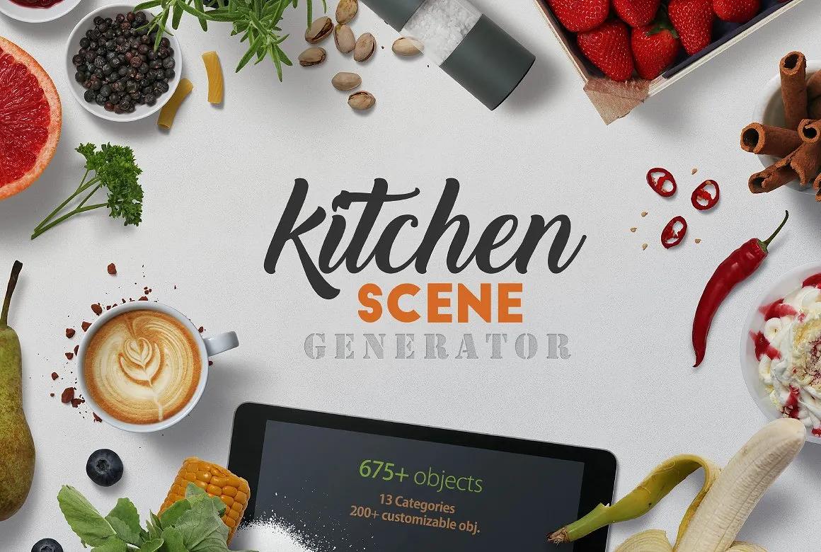 Kitchen Scene Generator#8211;高品质的厨房场景样机下载 9.42 GB[psd,png]