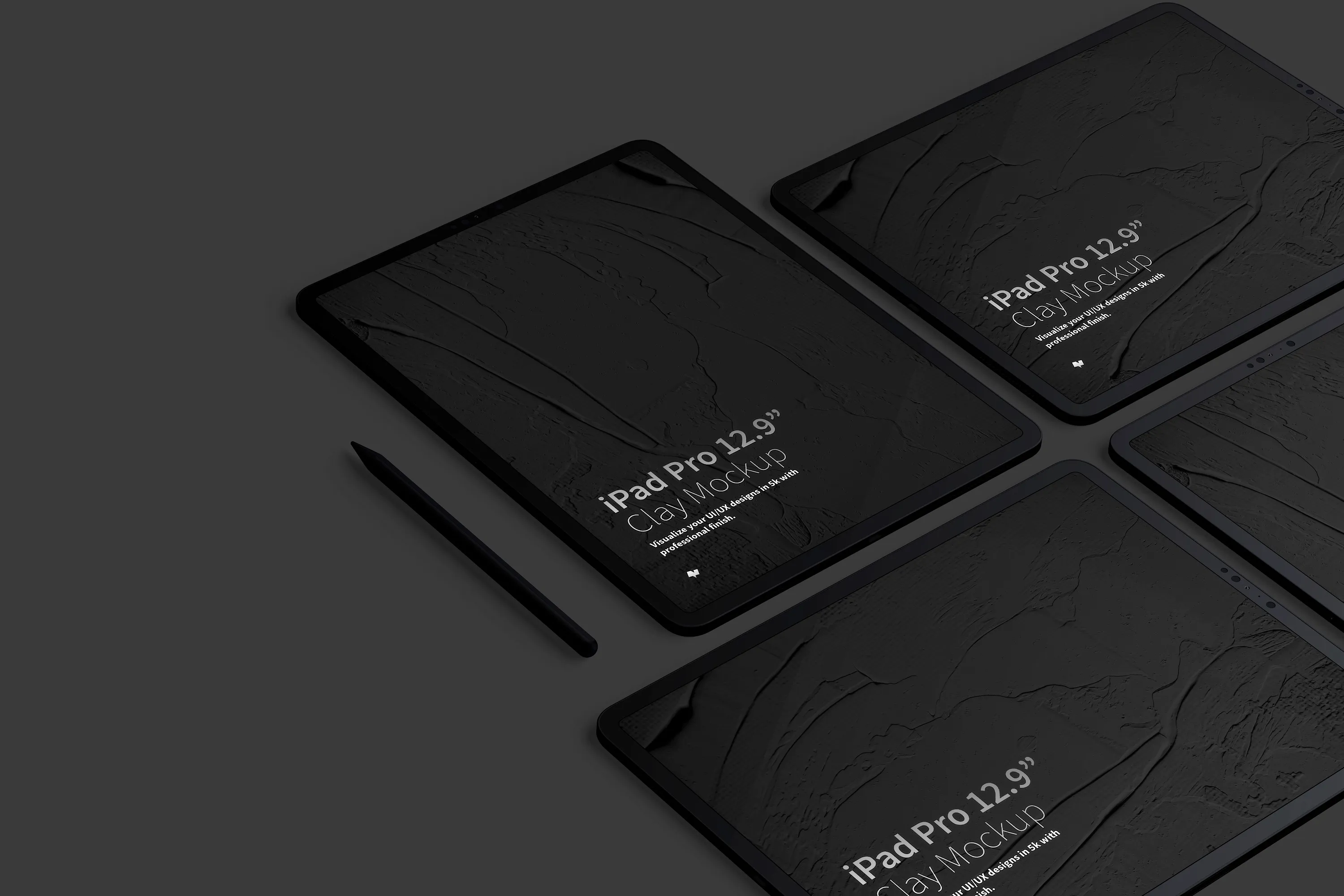 iPad Pro平板电脑UI设计效果图网格布局样机 Clay iPad Pro 12.9” Mockup, Grid Layout插图(4)