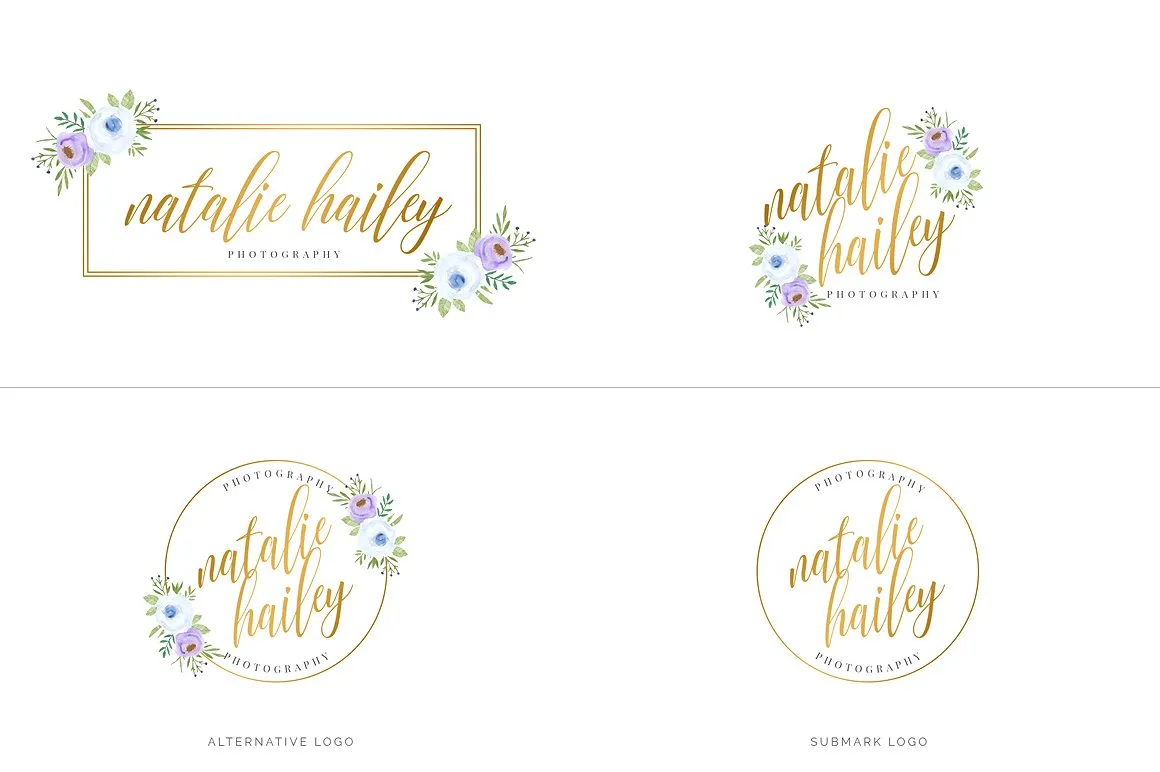 超级水彩风 Logo 设计素材包 Watercolor Premade Branding Logo Kit [模板、纹理&元素]插图(14)