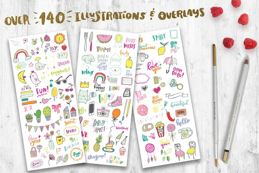 可爱的贴纸剪贴画合集 Funtastic Sticker Clipart Collection插图(1)