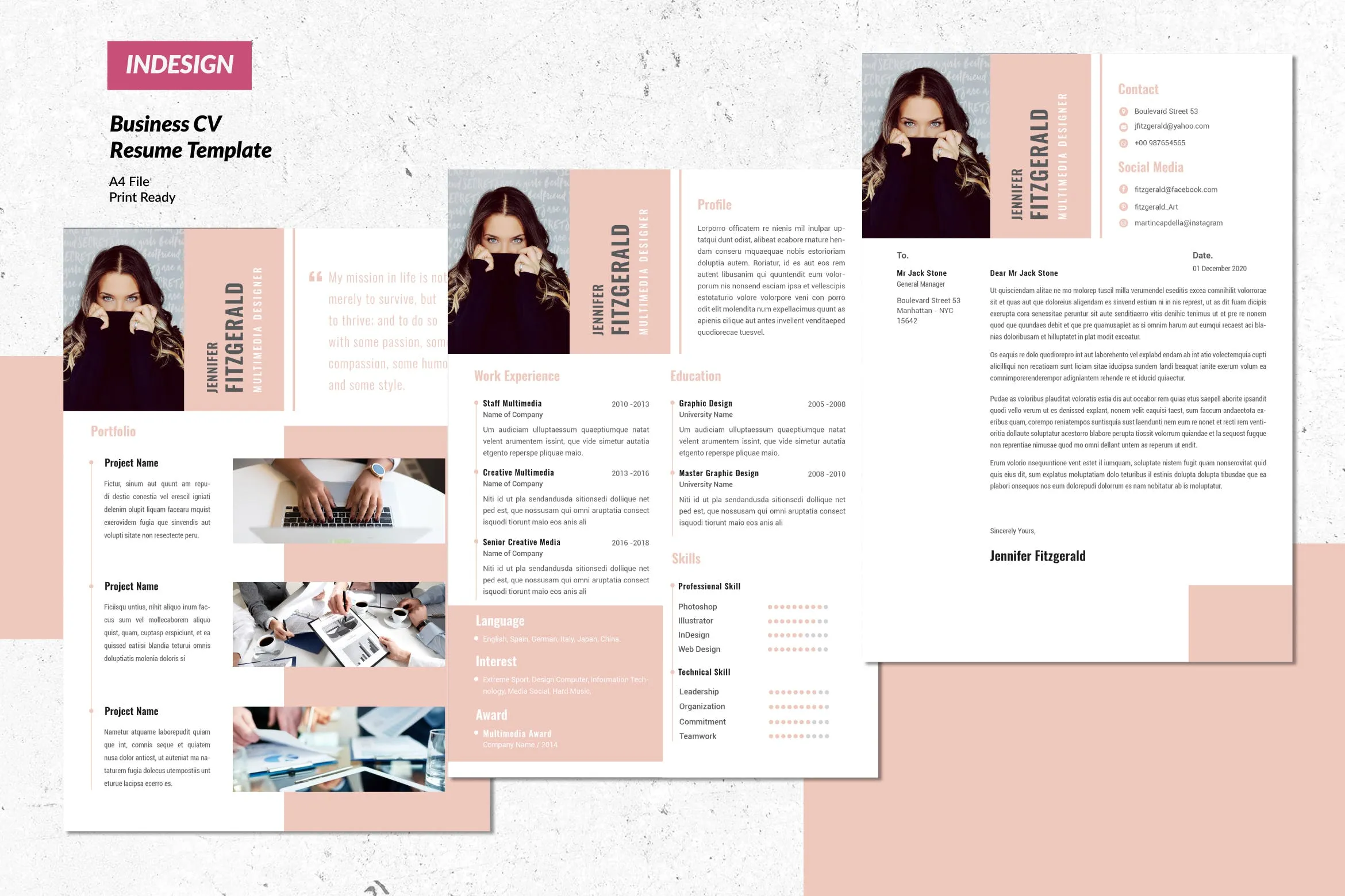 多项目经验个人履历表简历表设计模板v13 Multimedia Creative Resume  Vol.13插图