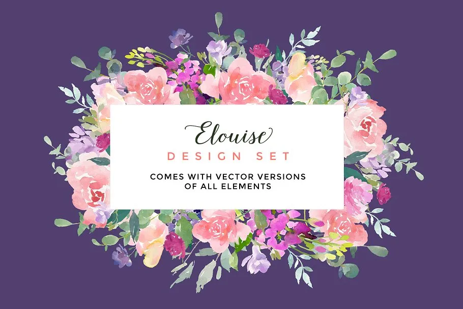 埃洛伊斯水彩花卉剪辑集 Elouise – Flower Clipart Set插图(1)