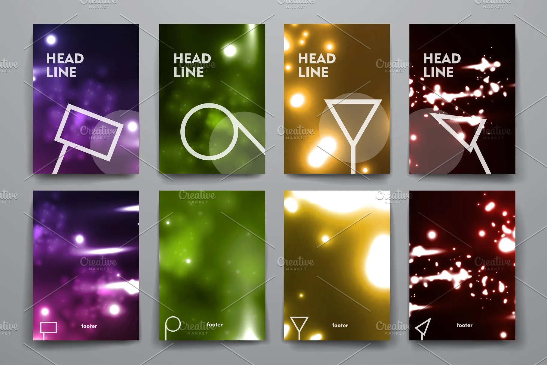 荧光斑驳光点背景画册模板 Set of Abstract Brochures插图(7)