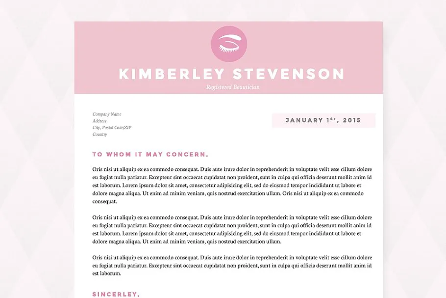美容化妆行业简历&介绍信模板 Crisp Pink Resume, Cover Letter Pkg.插图(1)