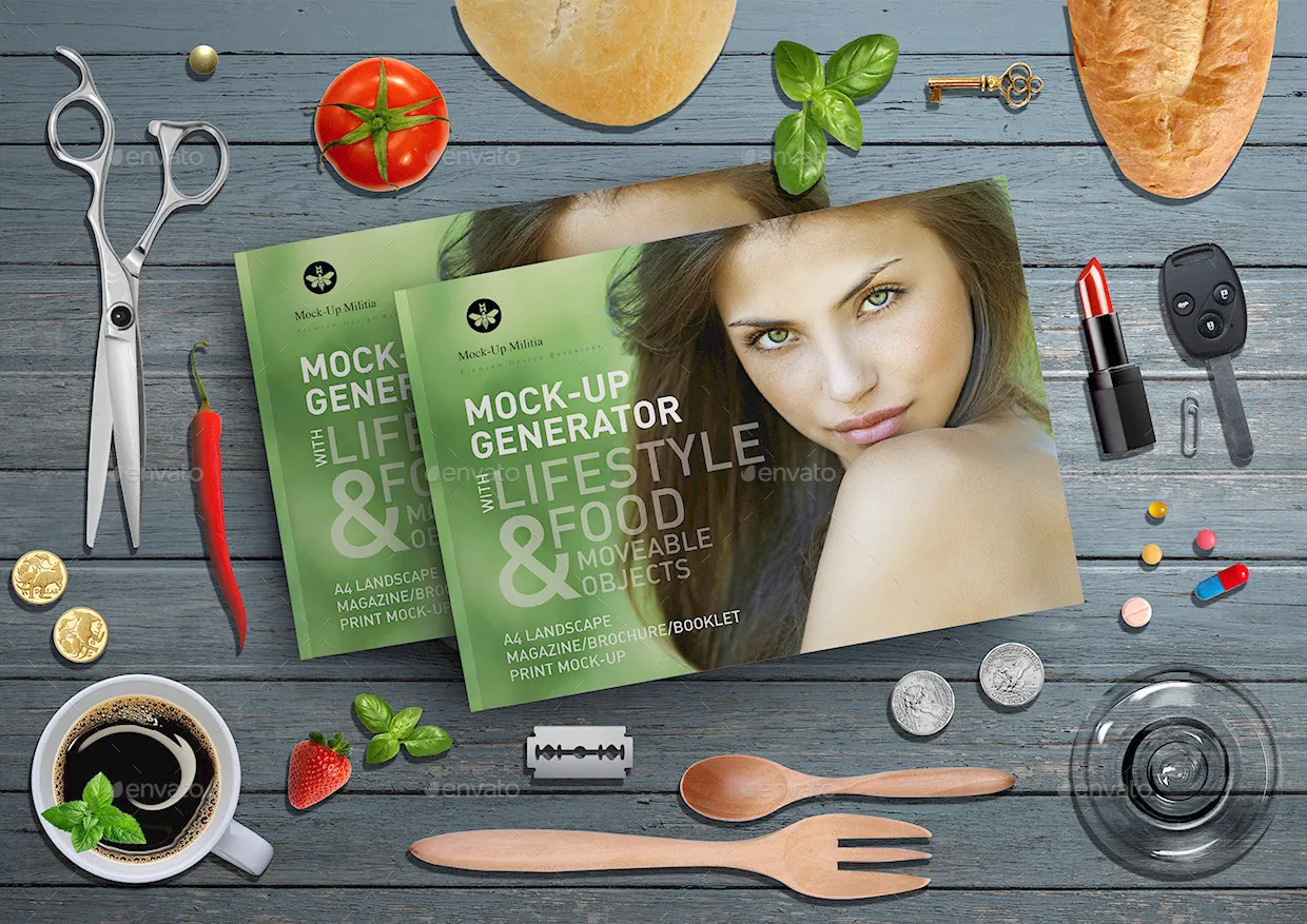 A4尺寸的杂志模型和场景生成器[psd]插图(3)