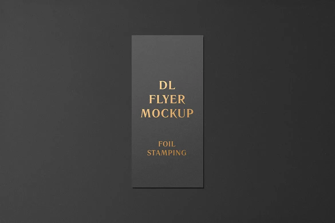 高端逼真质感得DL传单名片铝箔冲压特殊工艺VI样机展示模型mockups