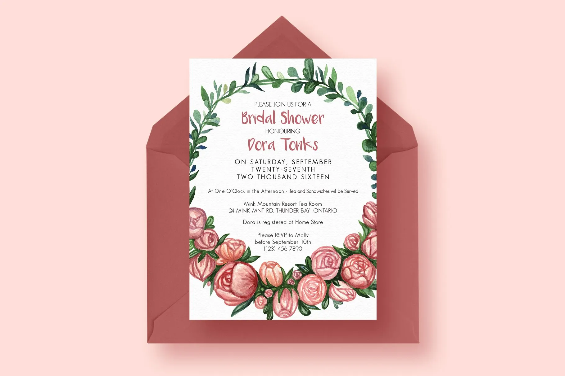 2合1花卉装饰新娘送礼婚礼邀请函设计模板 2 FOR 1 Bridal Shower Invitations插图(1)
