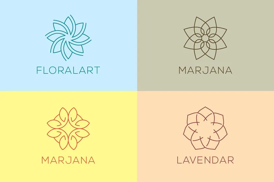 50款线形 Logo 模板合集 50 Linear Premade Logo Bundle插图(1)