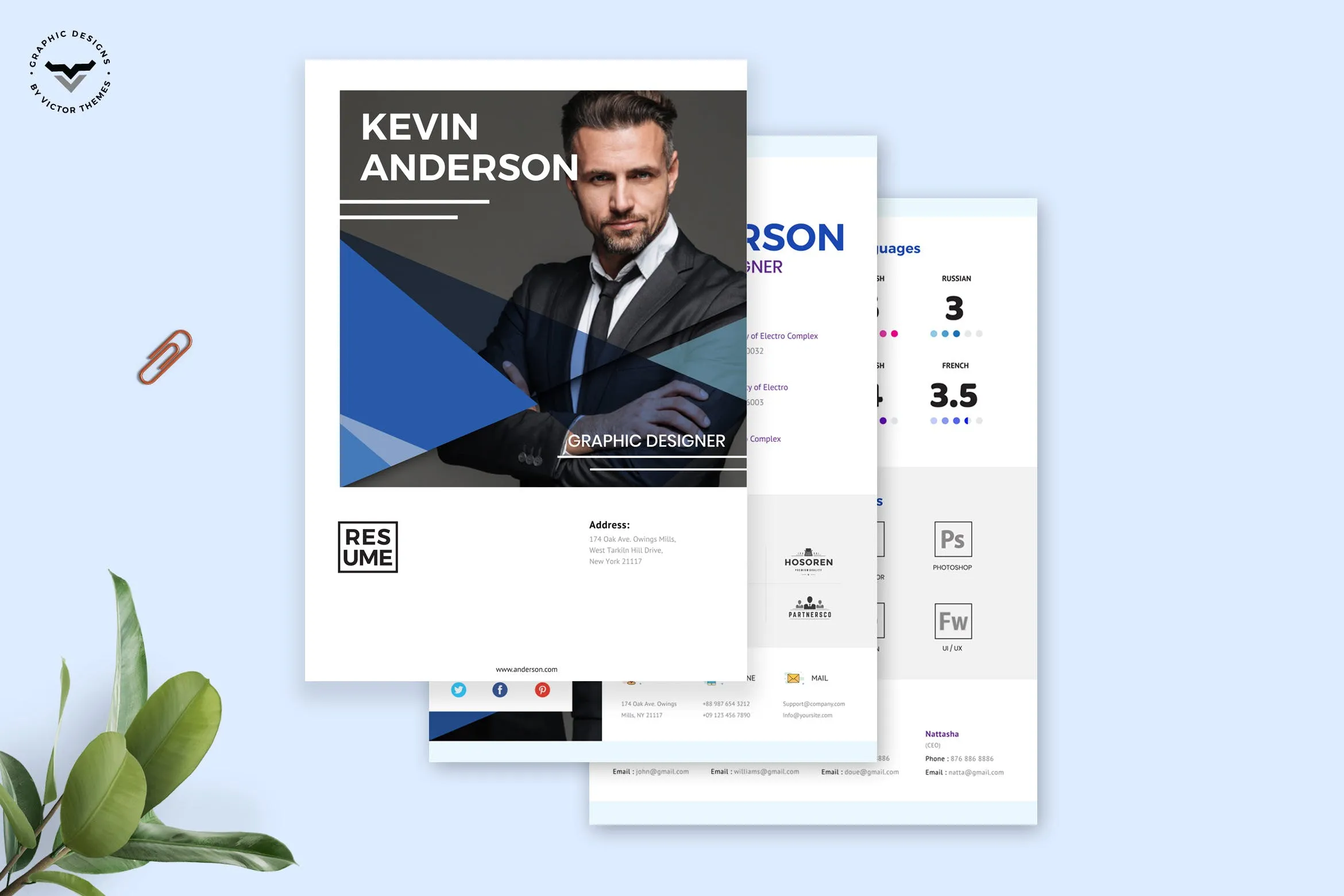 高级设计师创意个人简历排版设计模板 Professional CV Template