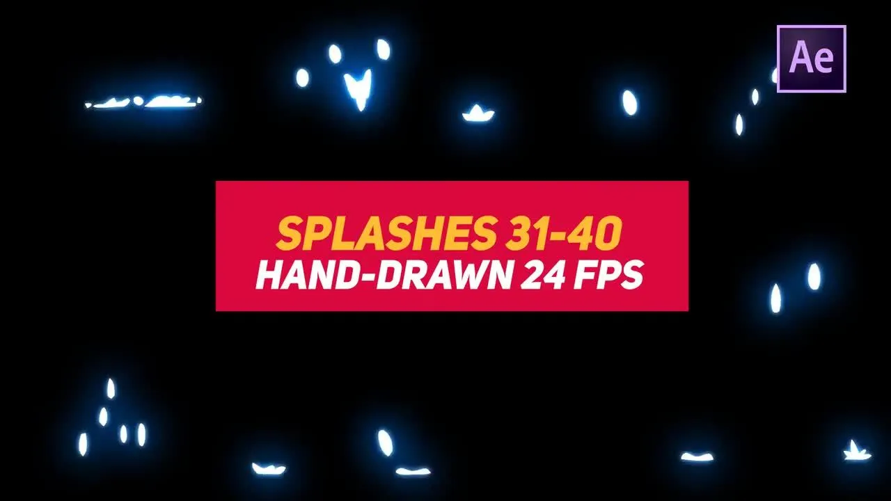 10个快速动态动画的手绘飞溅元素像素设计精选AE模板