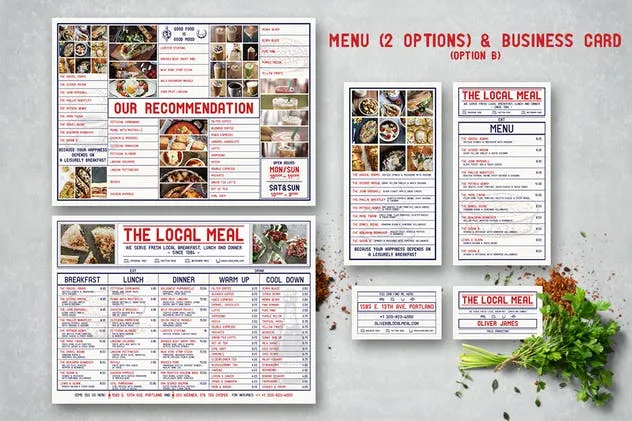 餐厅小食店横向网格菜单PSD模板 Industrial Grid Menu插图(4)