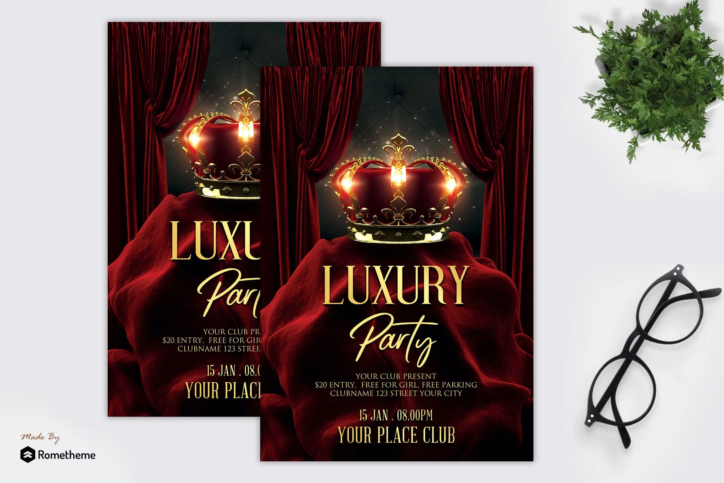 高端奢华俱乐部派对活动传单设计模板 Luxury Vip Party#8211; Flyer MR