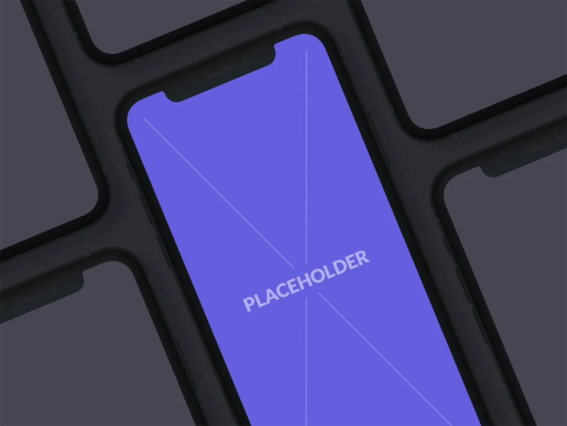 刘海屏iPhone手机等距网格素材库精选样机模板[黑色版本] Presentation Mockups Dark插图(7)