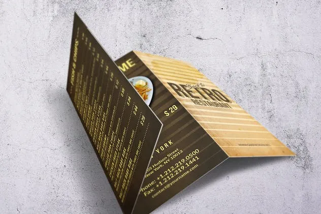 80年代复古西餐菜单PSD模板 80s Retro Menu Bundle US Letter & A4插图(8)