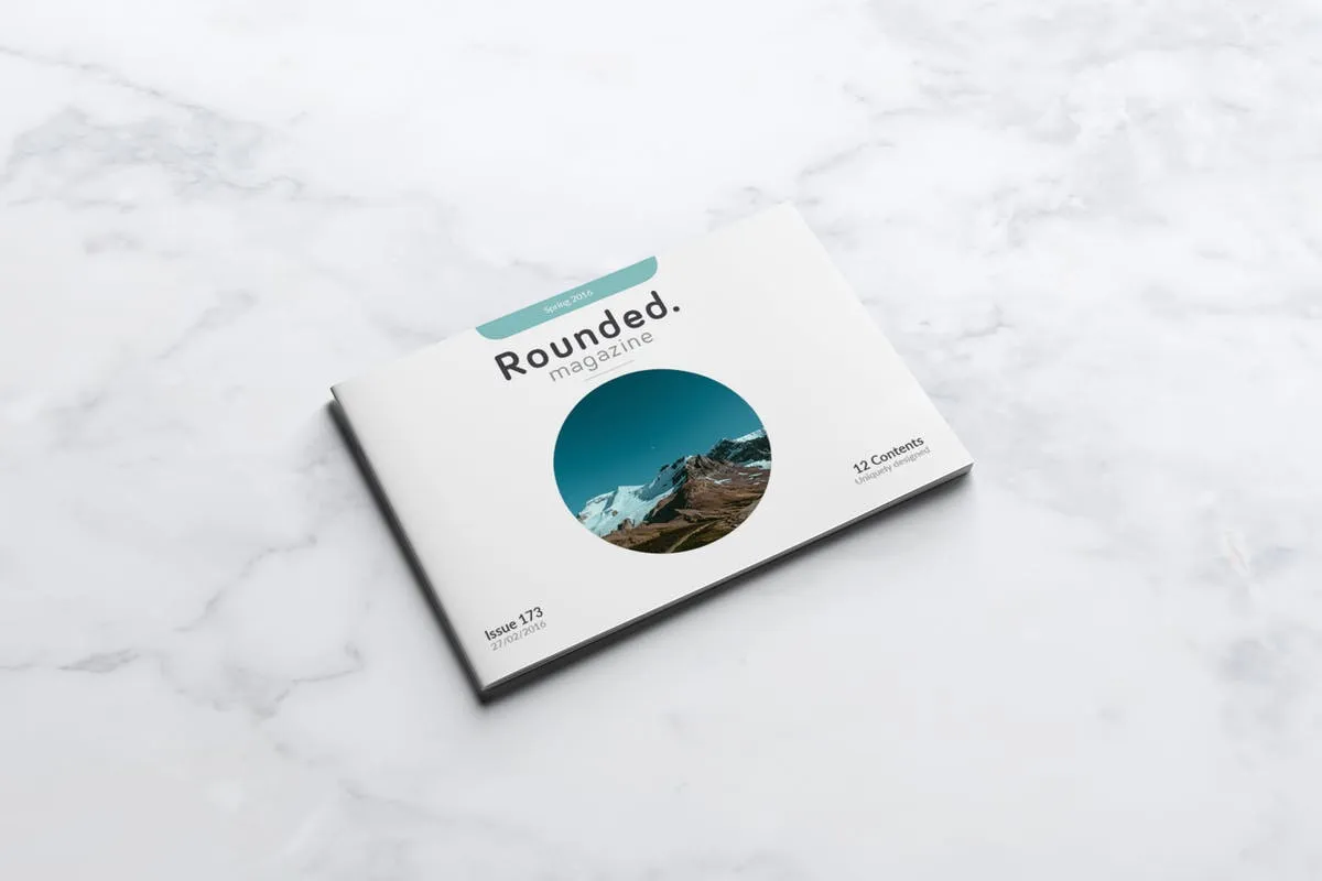 横向规格时尚摄影杂志画册设计 Rounded Landscape Magazine