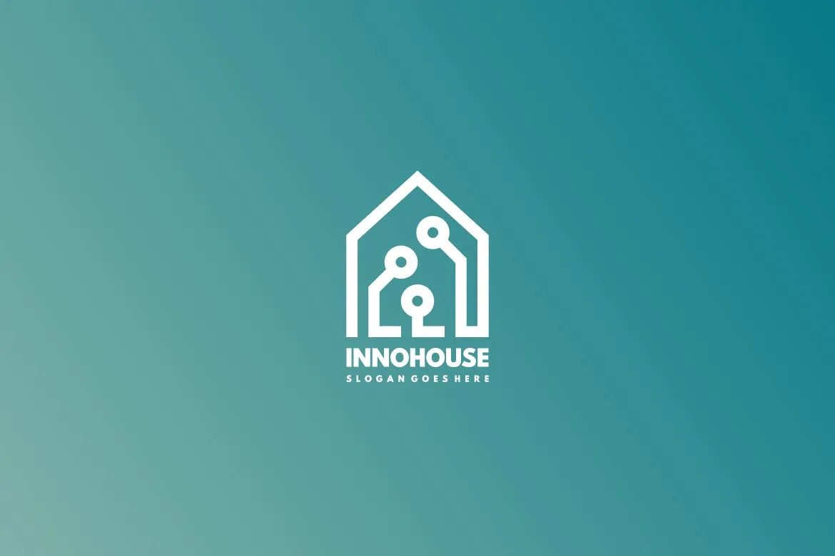 电子行业适用的Logo设计素材库精选模板 Electronic House Logo插图(1)