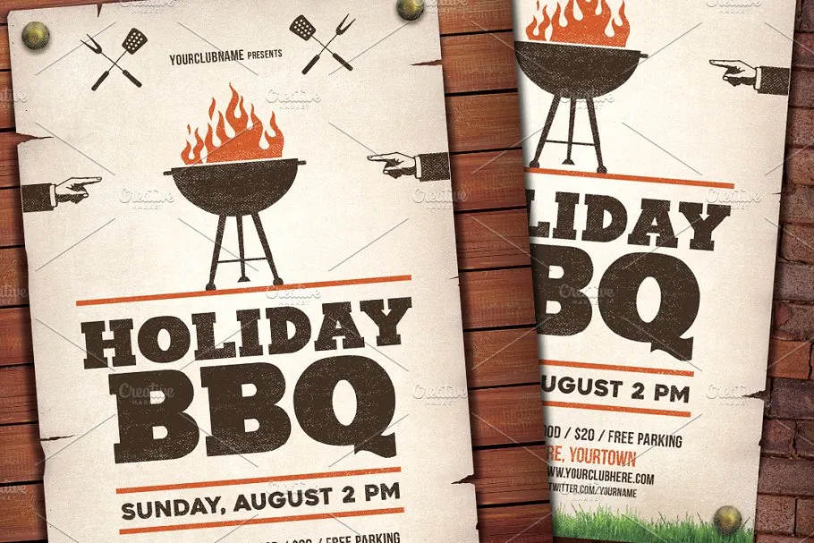 假日周末BBQ活动传单模板 Holiday / Weekend BBQ Flyer插图(1)