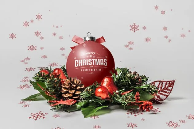 圣诞球外观图案设计效果图样机素材库精选 Christmas Ball Mock-up插图(3)