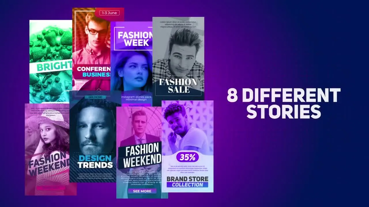 8个创造性动画过渡时尚照片展示像素设计精选AE模板