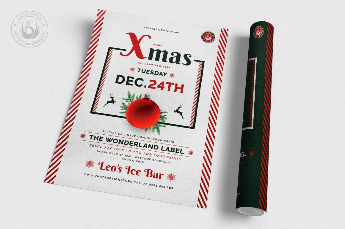 圣诞节平安夜活动主题海报传单设计模板v12 Christmas Eve Flyer Template V12插图(2)